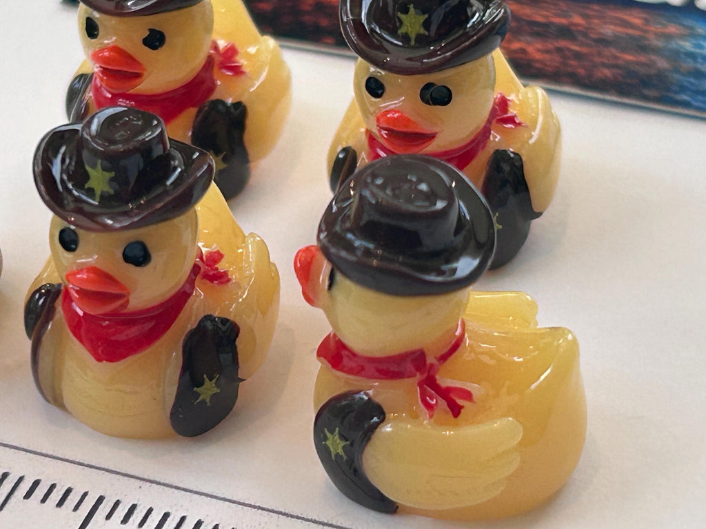 Set of 5, Cowboy Up Themed Mini Resin Ducks, Magnetic or Non-Magnetic, Optional Personalized Duck Hiding Tags