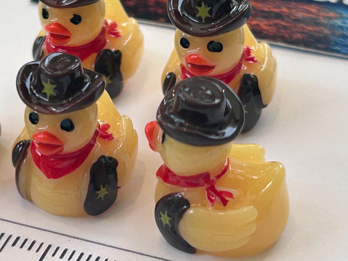Set of 5, Cowboy Up Themed Mini Resin Ducks, Magnetic or Non-Magnetic, Optional Personalized Duck Hiding Tags