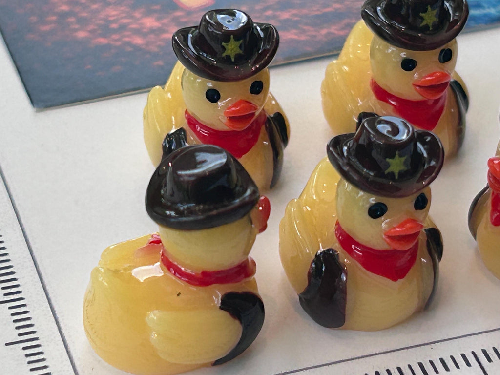 Set of 5, Cowboy Up Themed Mini Resin Ducks, Magnetic or Non-Magnetic, Optional Personalized Duck Hiding Tags