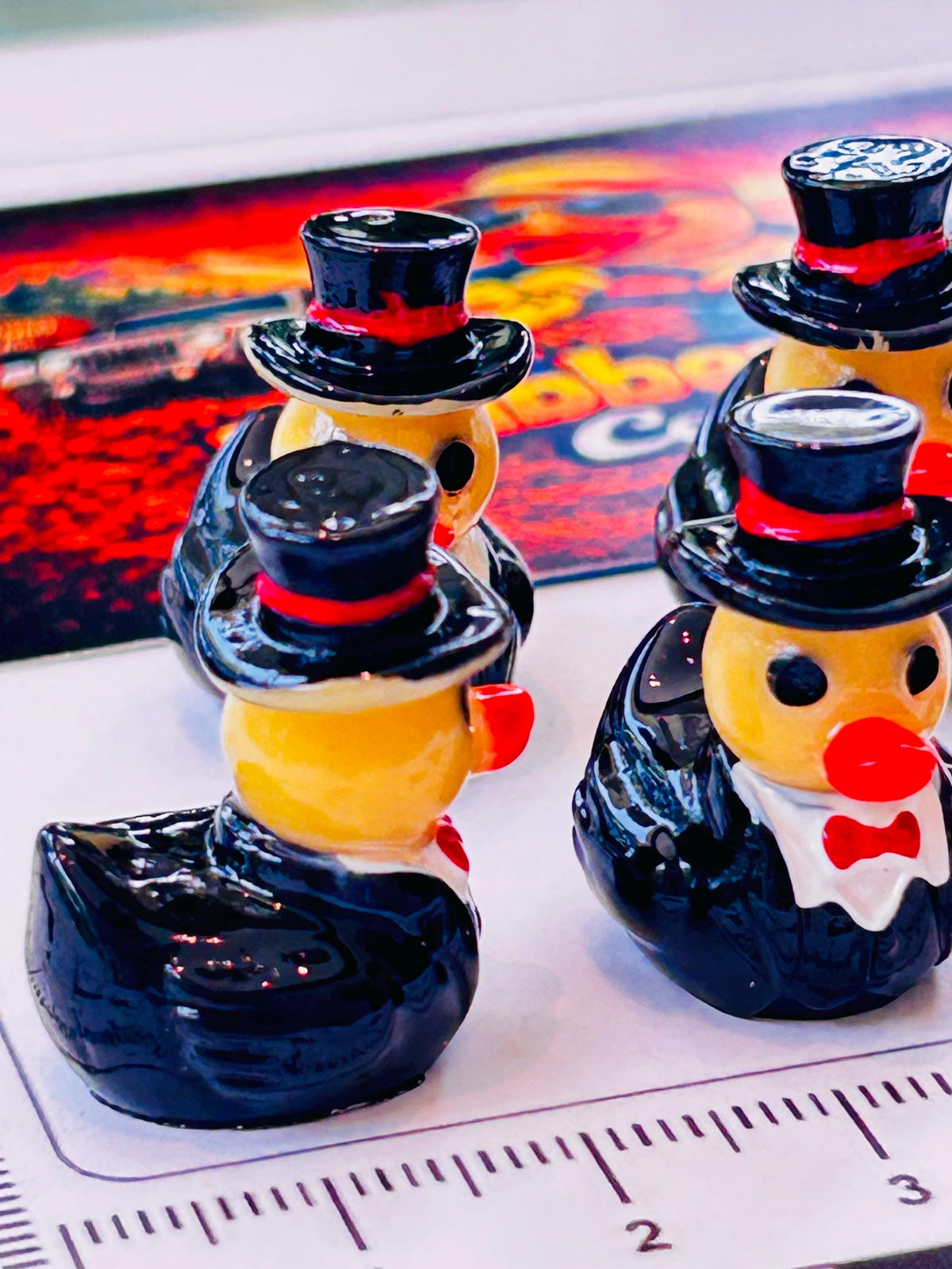 Set of 5, A Perfect Gentleman Themed Mini Resin Ducks, Magnetic or Non-Magnetic, Optional Personalized Duck Hiding Tags