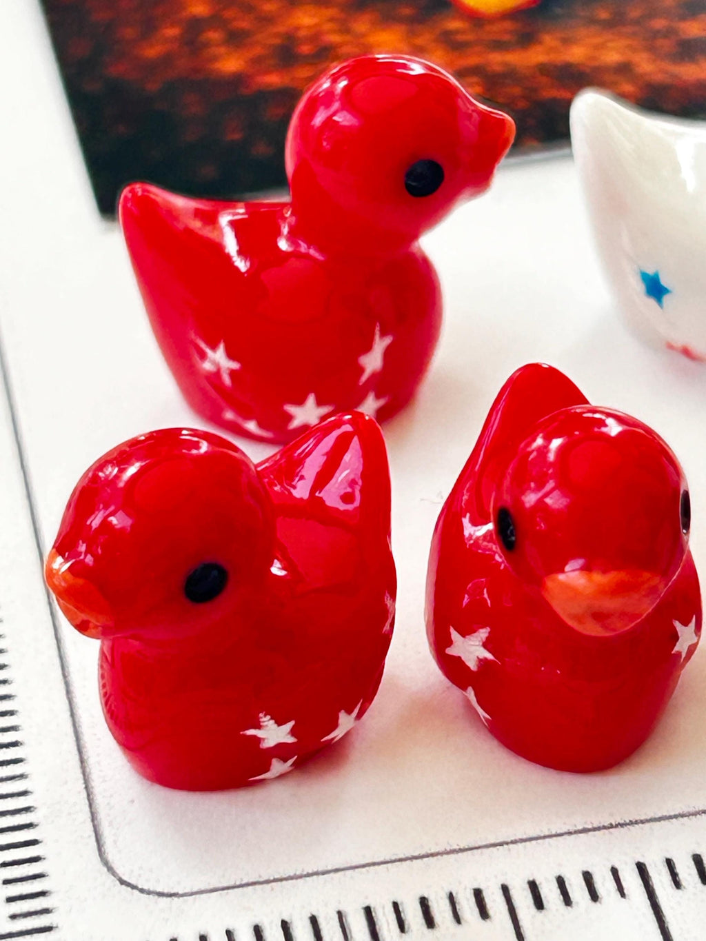 Set of 8, Patriotic Stars Themed Mini Resin Ducks, Magnetic or Non-Magnetic, Optional Personalized Duck Hiding Tags
