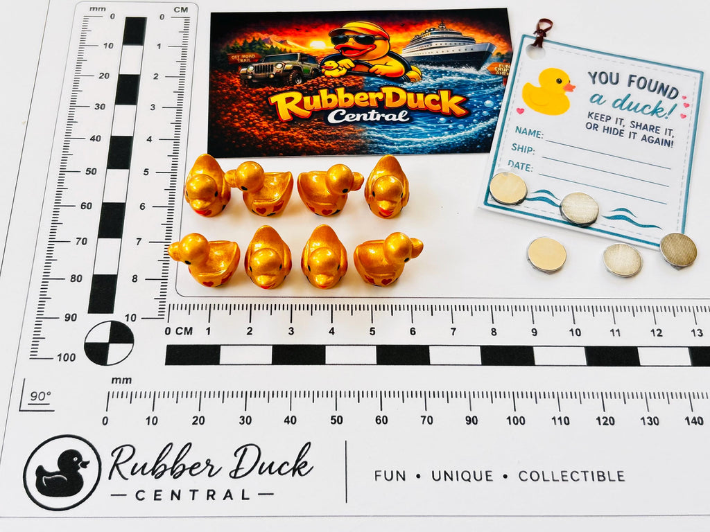 Set of 8, Gold Casino Poker Card Themed Mini Resin Ducks, Magnetic or Non-Magnetic, Optional Personalized Duck Hiding Tags