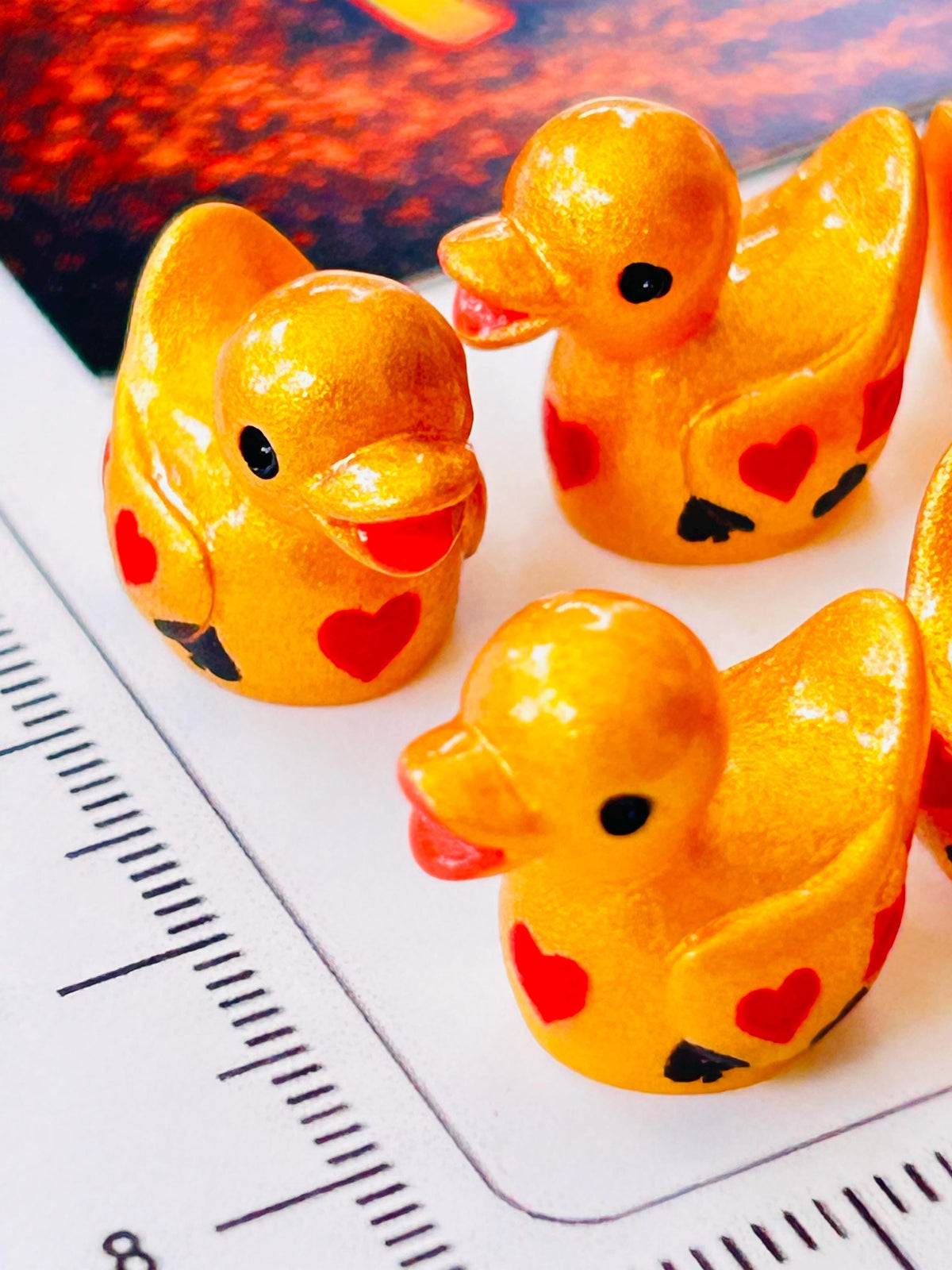 Set of 8, Gold Casino Poker Card Themed Mini Resin Ducks, Magnetic or Non-Magnetic, Optional Personalized Duck Hiding Tags