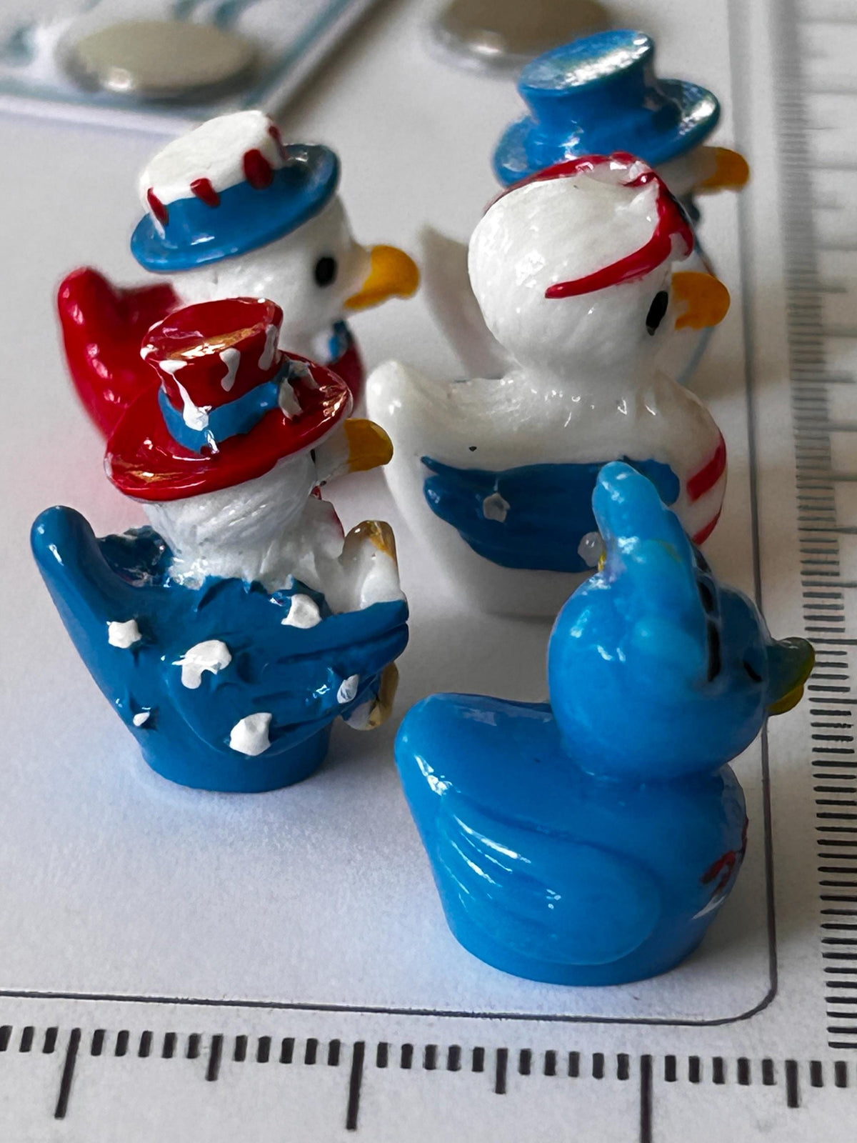 Set of 5, Festive Patriotic Themed Mini Resin Ducks, Magnetic or Non-Magnetic, Optional Personalized Duck Hiding Tags