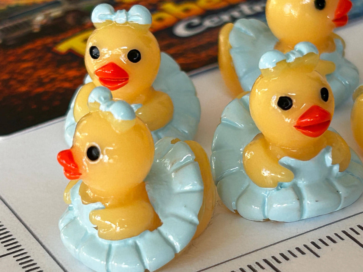 Set of 5, Blue Ballerina Themed Mini Resin Ducks, Magnetic or Non-Magnetic, Optional Personalized Duck Hiding Tags