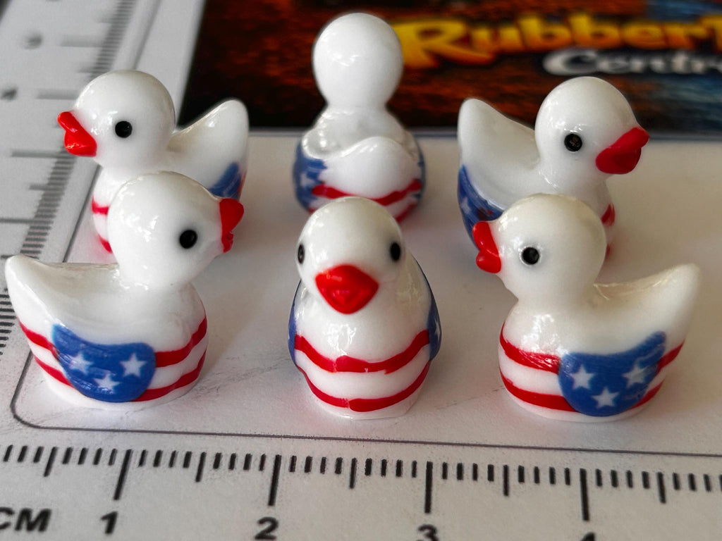 Set of 6, Patriotic American FlagThemed Mini Resin Ducks, Magnetic or Non-Magnetic, Optional Personalized Duck Hiding Tags
