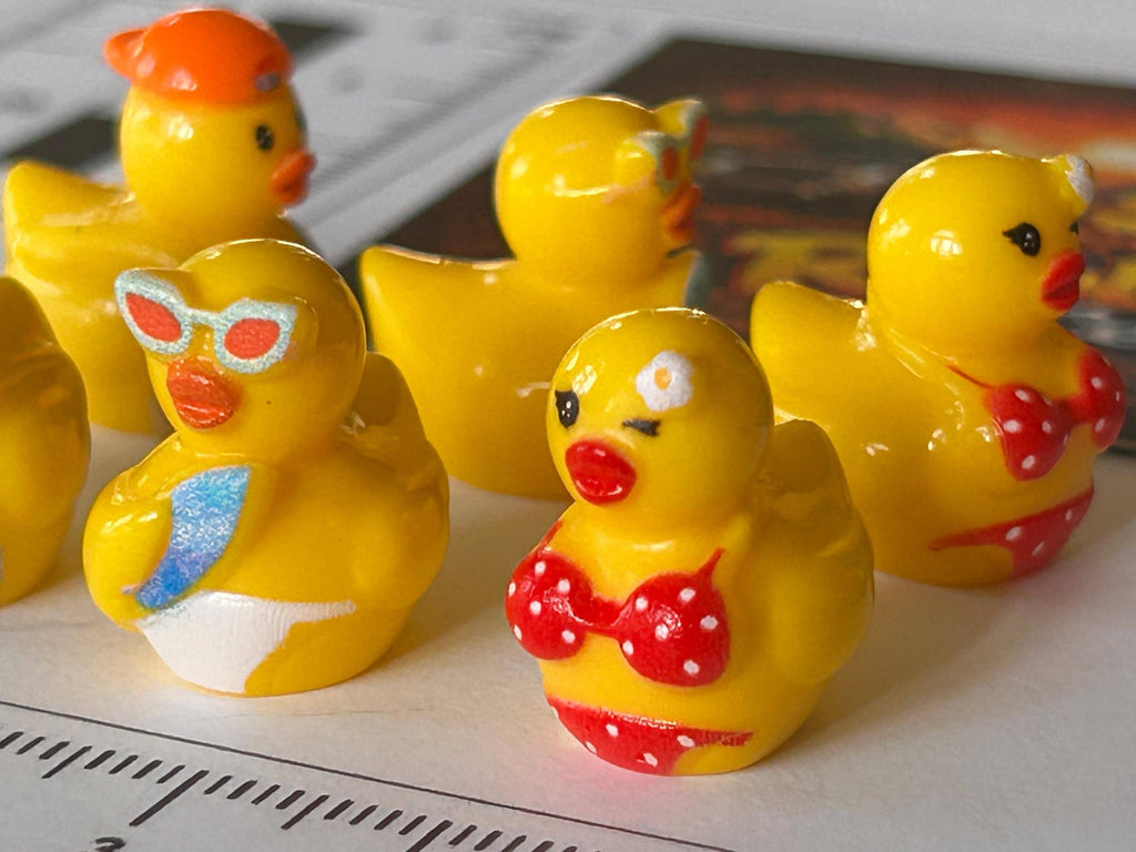 Set of 6, Beach Themed Mini Resin Ducks, Magnetic or Non-Magnetic, Optional Personalized Duck Hiding Tags