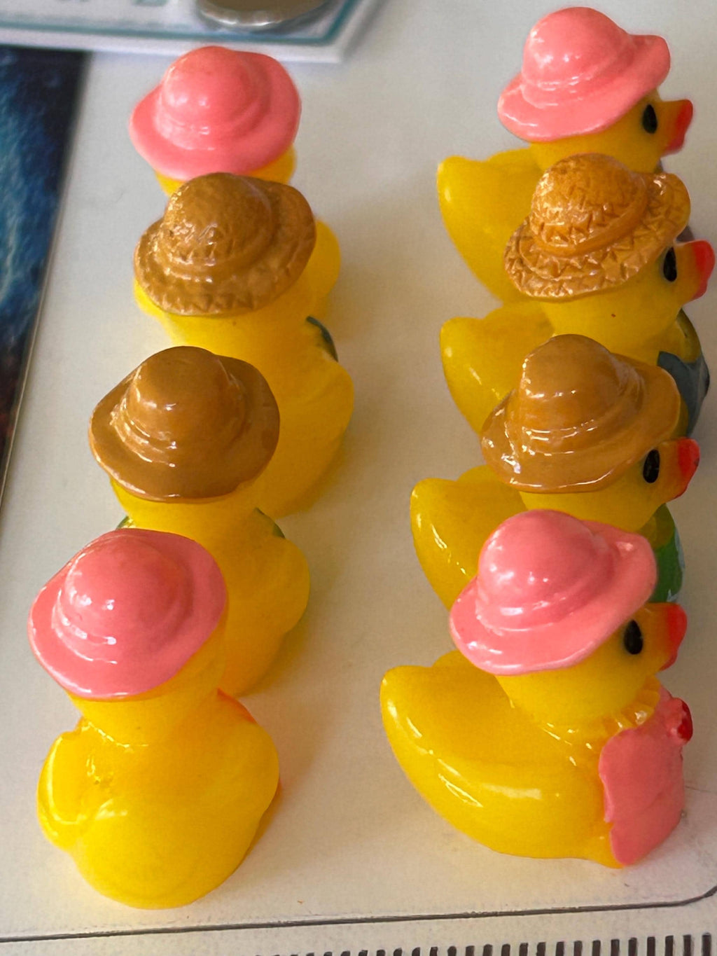 Set of 8, Gardening Fun Themed Mini Resin Ducks, Magnetic or Non-Magnetic, Optional Personalized Duck Hiding Tags