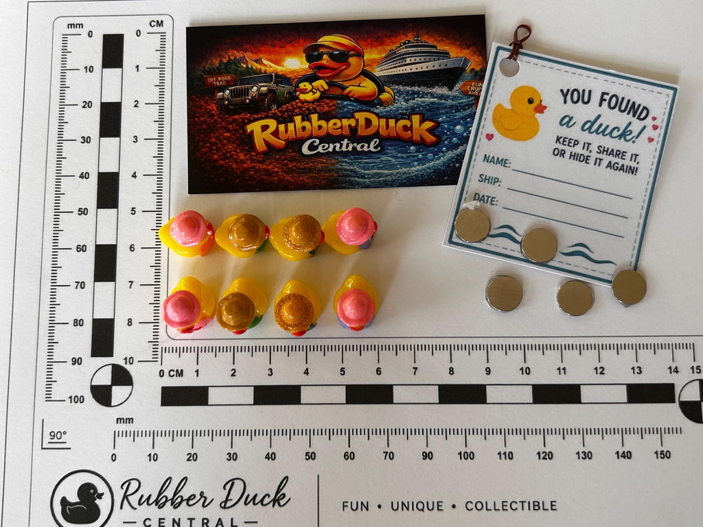 Set of 8, Gardening Fun Themed Mini Resin Ducks, Magnetic or Non-Magnetic, Optional Personalized Duck Hiding Tags