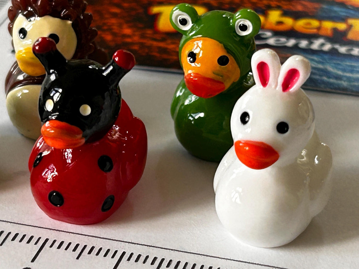 Set of 5, Forest Animal Themed Mini Resin Ducks, Magnetic or Non-Magnetic, Optional Personalized Duck Hiding Tags