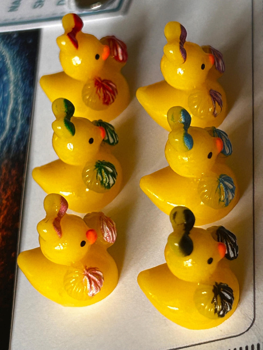 Set of 6, Cheerleader Themed Mini Resin Ducks, Magnetic or Non-Magnetic, Optional Personalized Duck Hiding Tags
