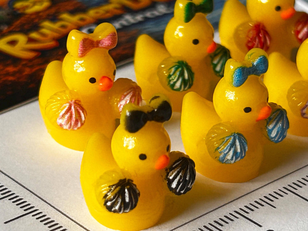 Set of 6, Cheerleader Themed Mini Resin Ducks, Magnetic or Non-Magnetic, Optional Personalized Duck Hiding Tags