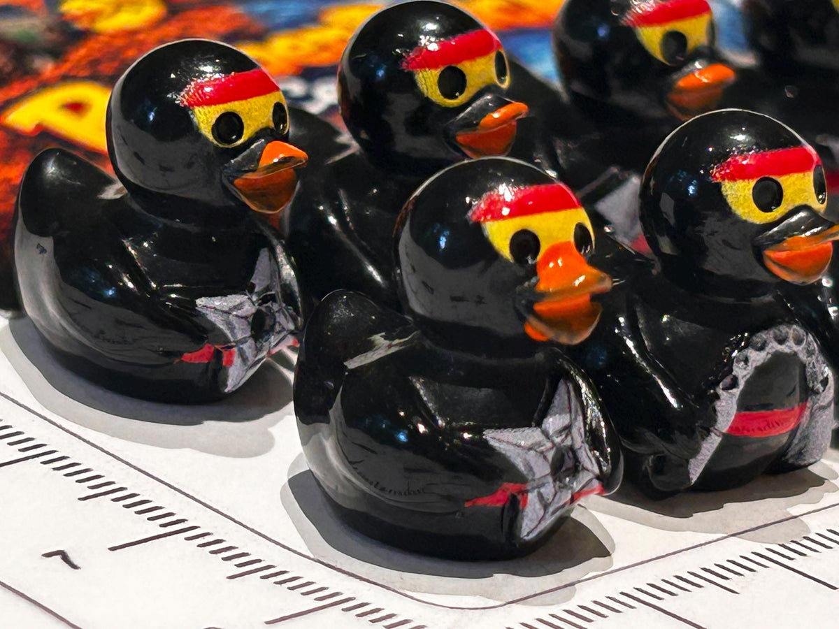 Set of 8, Ninja Themed Mini Resin Ducks, Magnetic or Non-Magnetic, Optional Personalized Duck Hiding Tags