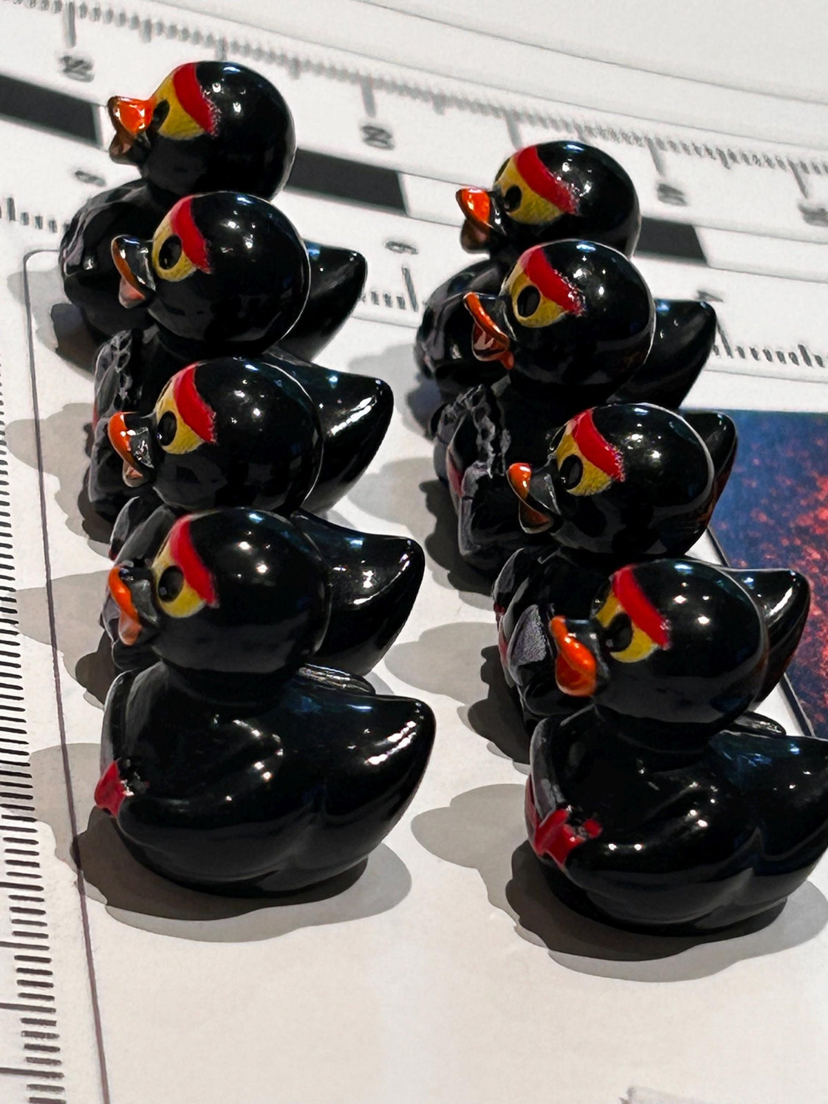 Set of 8, Ninja Themed Mini Resin Ducks, Magnetic or Non-Magnetic, Optional Personalized Duck Hiding Tags