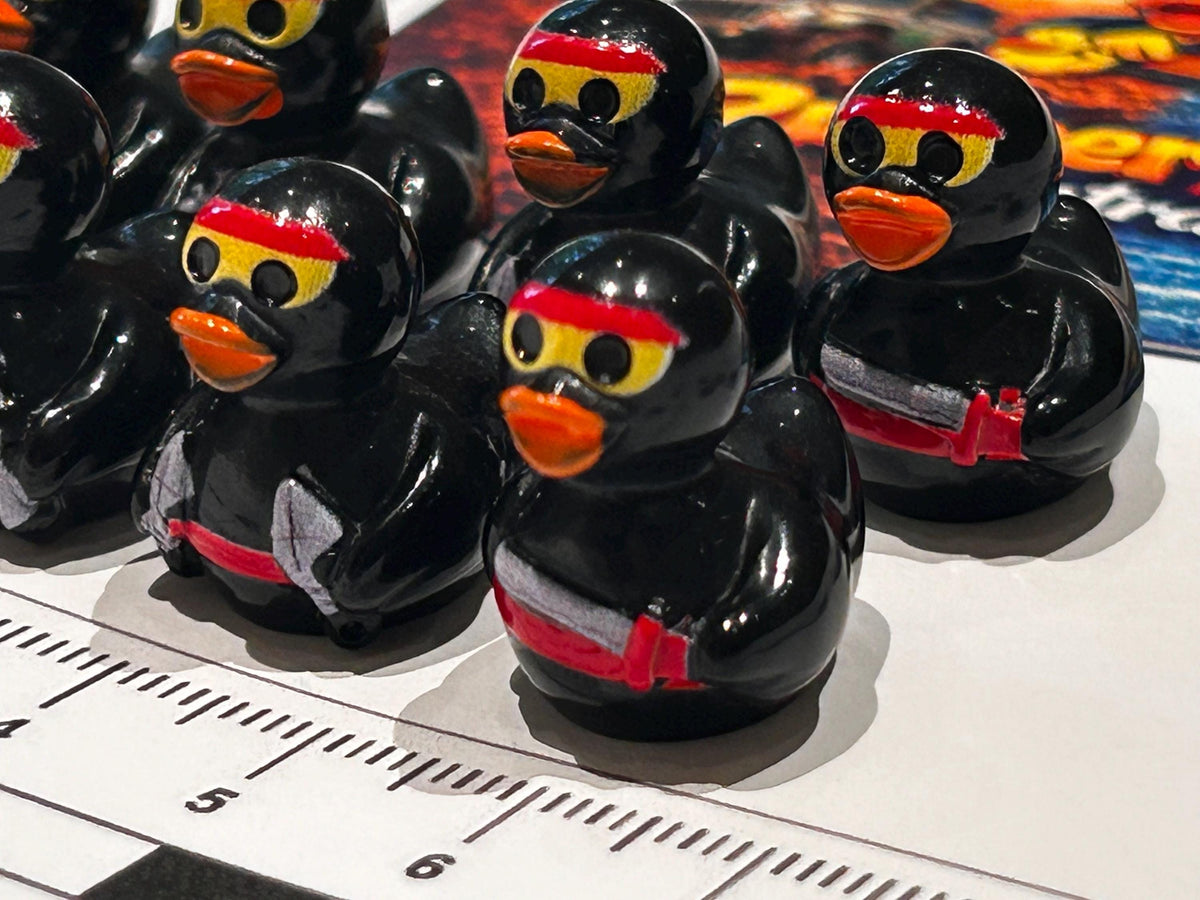 Set of 8, Ninja Themed Mini Resin Ducks, Magnetic or Non-Magnetic, Optional Personalized Duck Hiding Tags