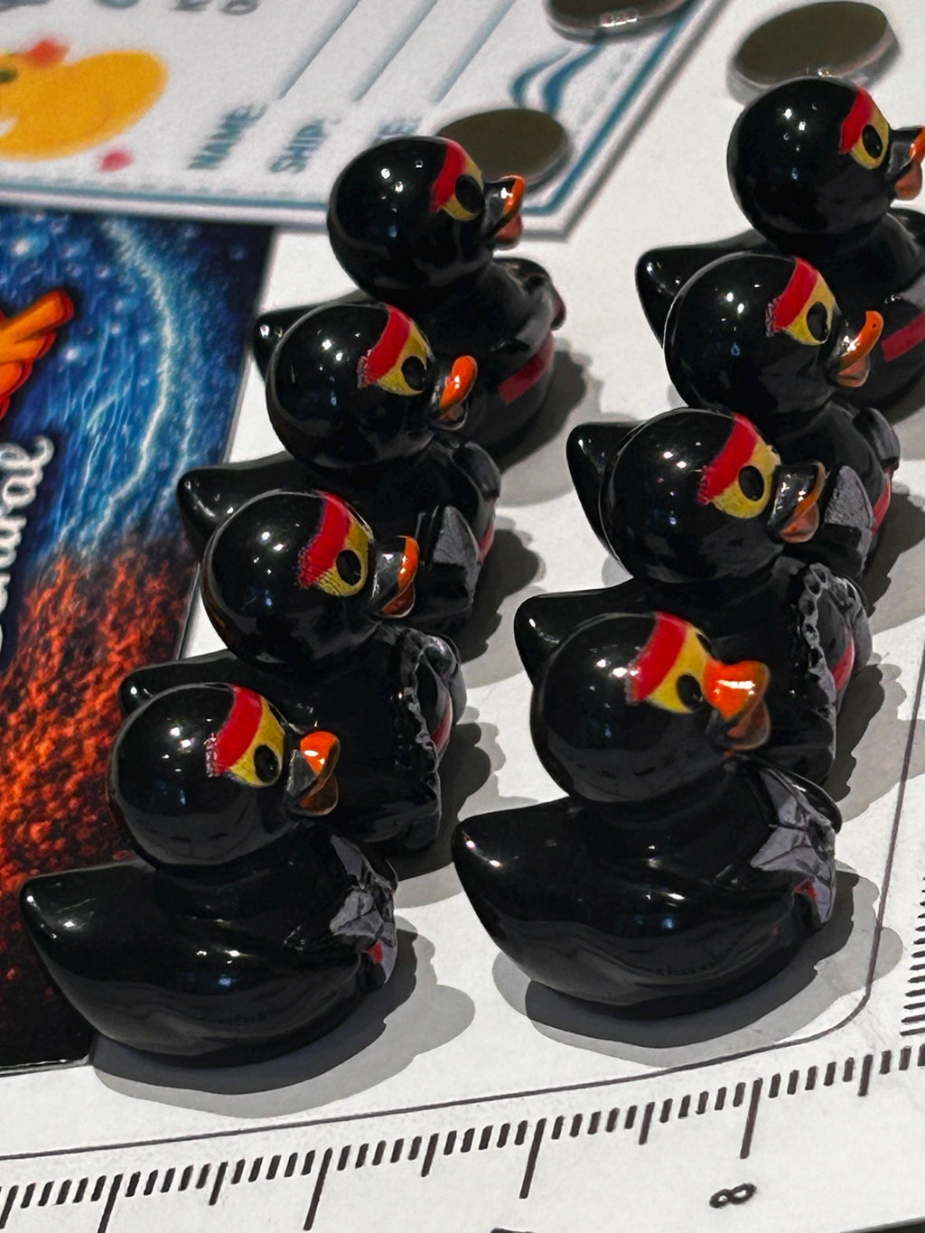 Set of 8, Ninja Themed Mini Resin Ducks, Magnetic or Non-Magnetic, Optional Personalized Duck Hiding Tags
