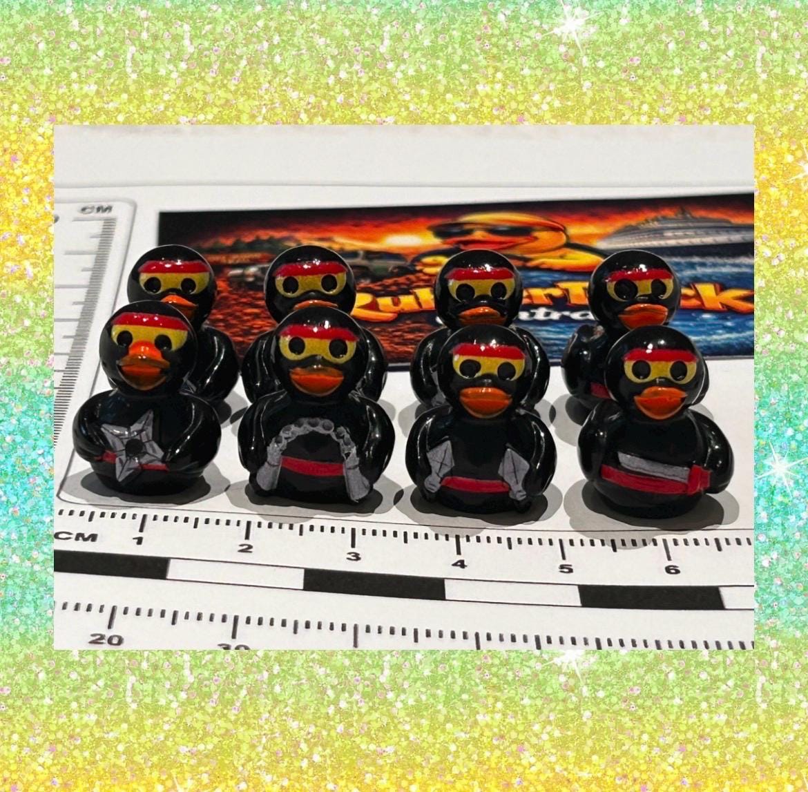 Set of 8, Ninja Themed Mini Resin Ducks, Magnetic or Non-Magnetic, Optional Personalized Duck Hiding Tags