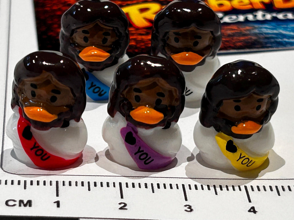 Set of 5, Brown “Jesus Lives You” Themed Mini Resin Ducks, Magnetic or Non-Magnetic, Optional Personalized Duck Hiding Tags