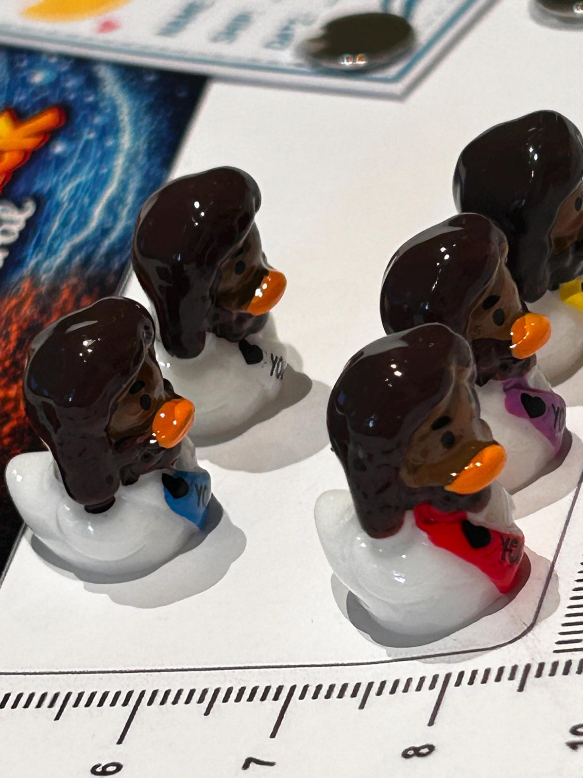 Set of 5, Brown “Jesus Lives You” Themed Mini Resin Ducks, Magnetic or Non-Magnetic, Optional Personalized Duck Hiding Tags