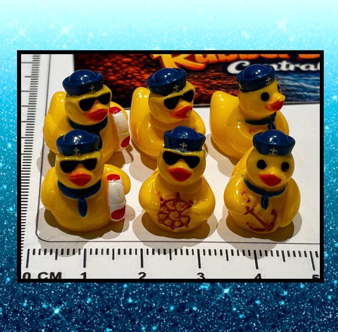 Set of 6, Yellow Nautical Sailor Themed Mini Resin Ducks, Magnetic or Non-Magnetic, Optional Personalized Duck Hiding Tags