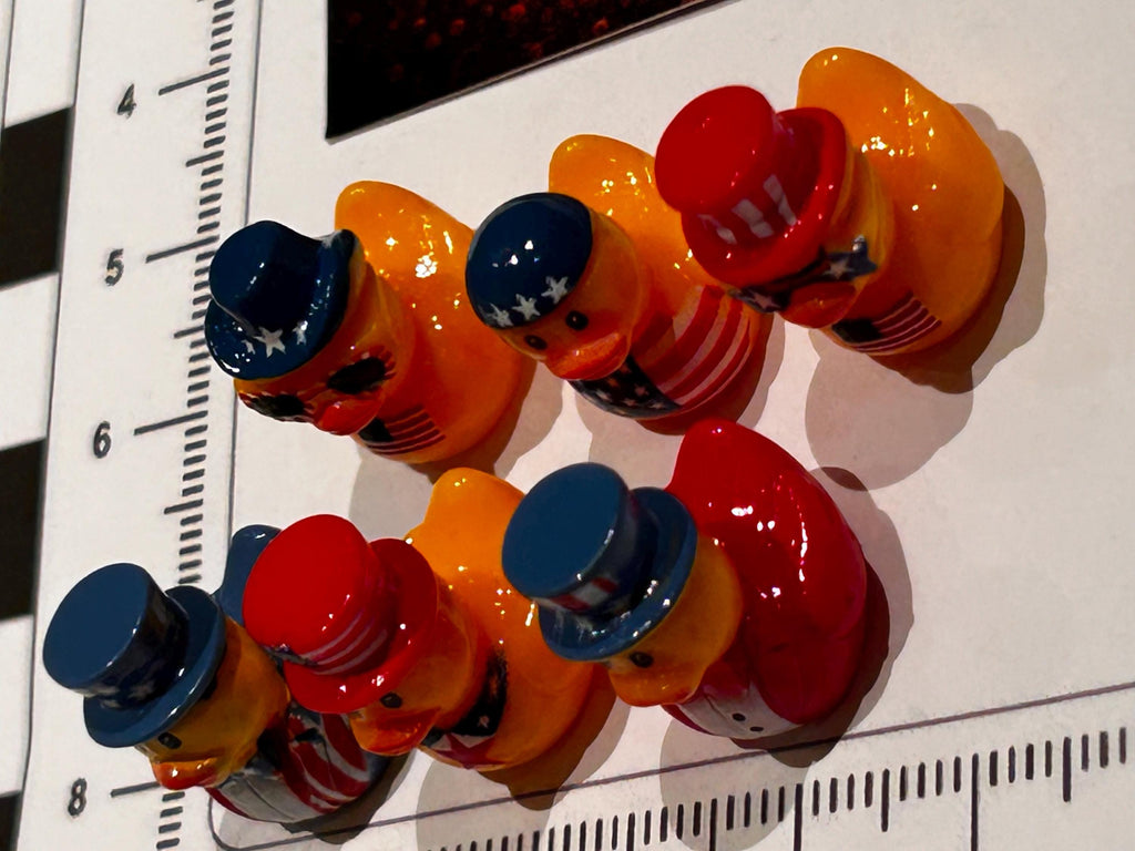 Set of 6, Patriotic Top Hat Themed Mini Resin Ducks, Magnetic or Non-Magnetic, Optional Personalized Duck Hiding Tags