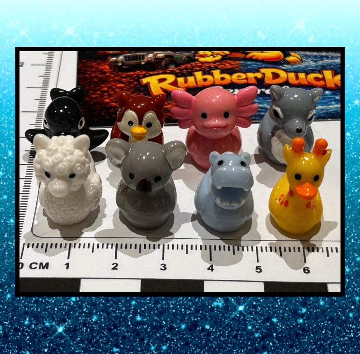 Set of 8, Mixed Animal (Set 2) Themed Mini Resin Ducks, Magnetic or Non-Magnetic, Optional Personalized Duck Hiding Tags