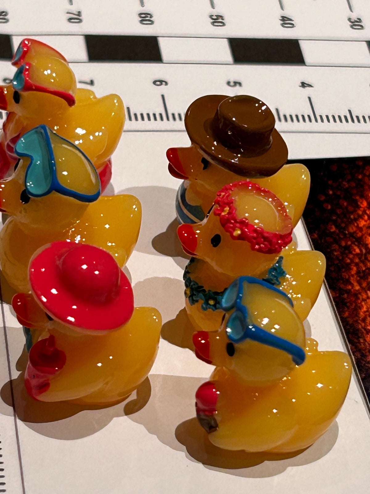 Set of 6, Vacation Time Fun Themed Mini Resin Ducks, Magnetic or Non-Magnetic, Optional Personalized Duck Hiding Tags