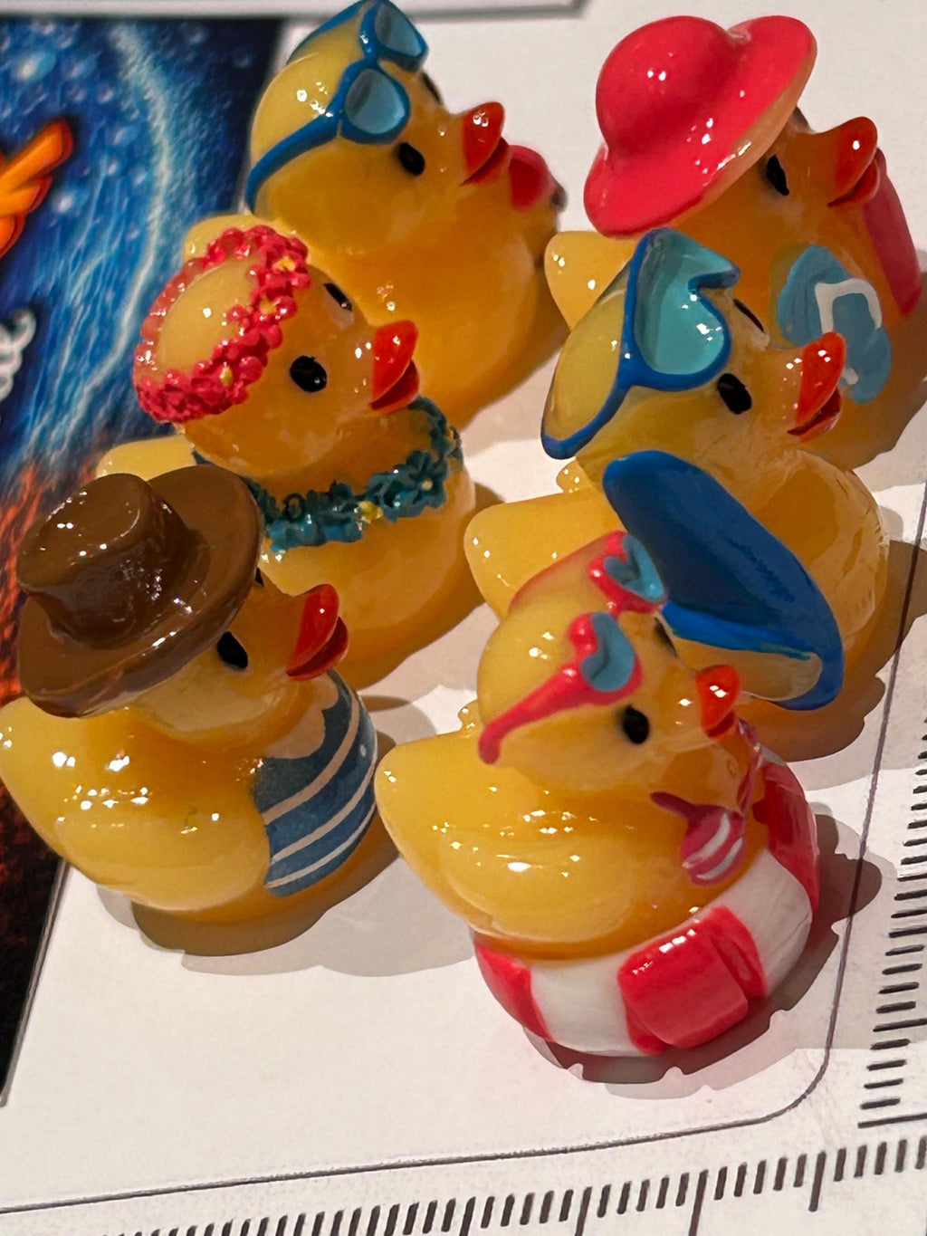 Set of 6, Vacation Time Fun Themed Mini Resin Ducks, Magnetic or Non-Magnetic, Optional Personalized Duck Hiding Tags