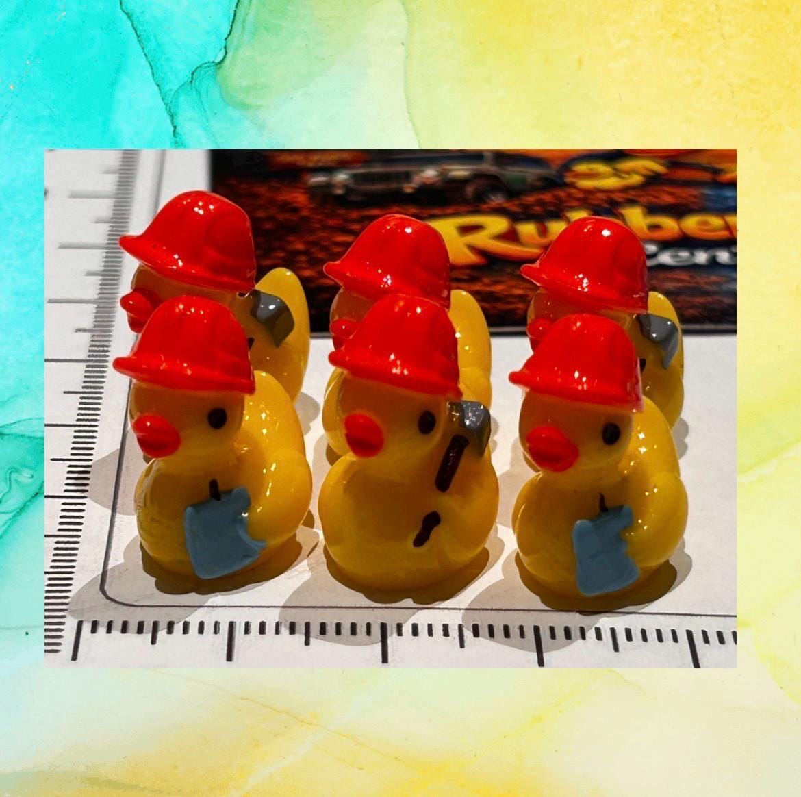 Set of 6 Construction Engineer Themed Mini Resin Ducks, Magnetic or Non-Magnetic, Optional Personalized Duck Hiding Tags