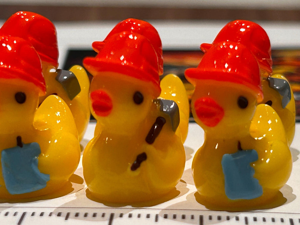 Set of 6 Construction Engineer Themed Mini Resin Ducks, Magnetic or Non-Magnetic, Optional Personalized Duck Hiding Tags