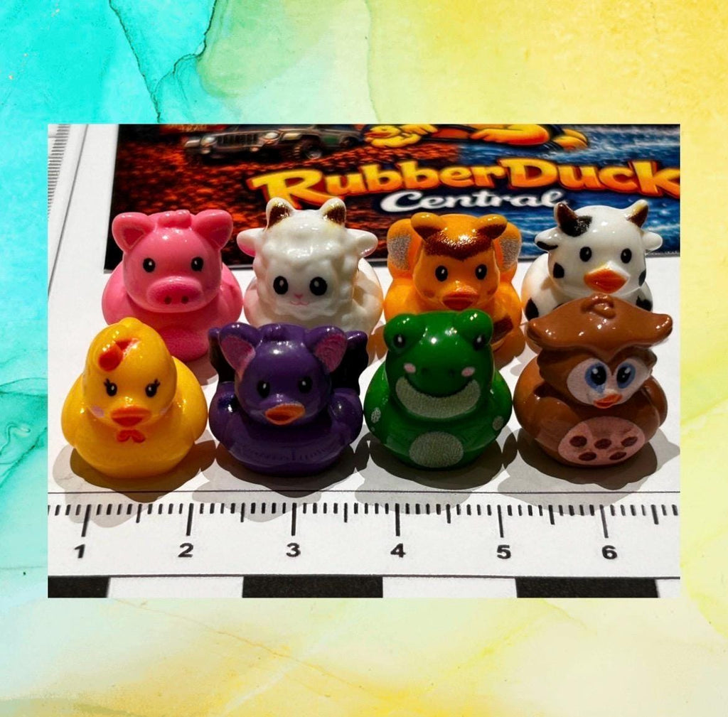 Set of 8, Mixed Animal (Set 4) Themed Mini Resin Ducks, Magnetic or Non-Magnetic, Optional Personalized Duck Hiding Tags