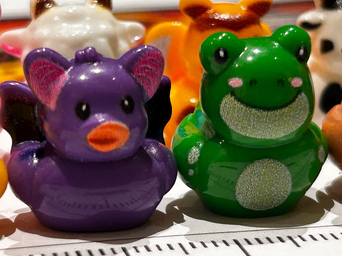 Set of 8, Mixed Animal (Set 4) Themed Mini Resin Ducks, Magnetic or Non-Magnetic, Optional Personalized Duck Hiding Tags