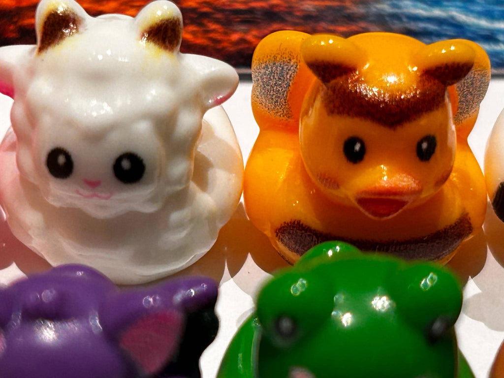 Set of 8, Mixed Animal (Set 4) Themed Mini Resin Ducks, Magnetic or Non-Magnetic, Optional Personalized Duck Hiding Tags