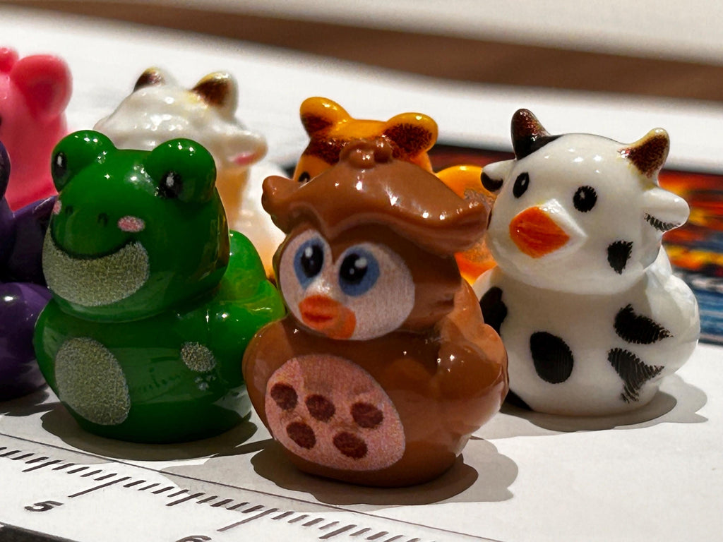 Set of 8, Mixed Animal (Set 4) Themed Mini Resin Ducks, Magnetic or Non-Magnetic, Optional Personalized Duck Hiding Tags