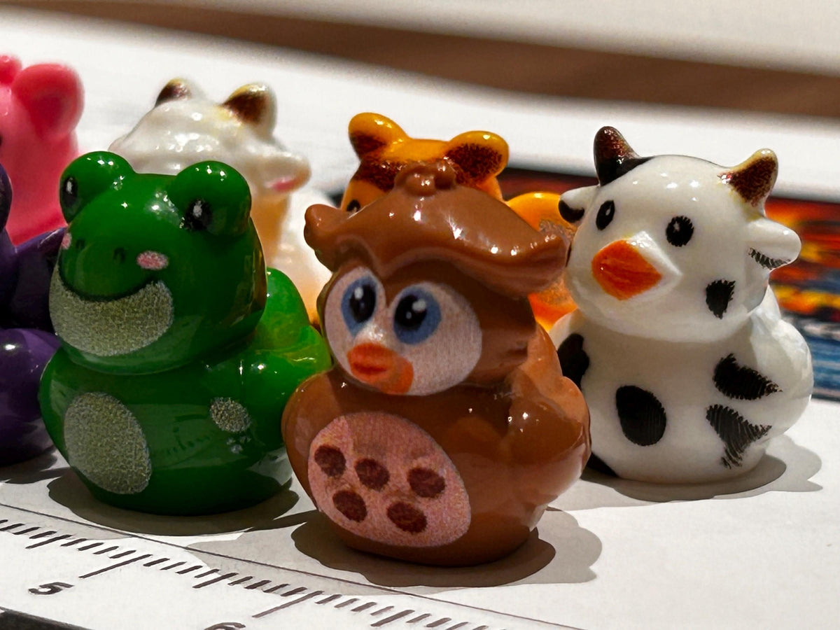 Set of 8, Mixed Animal (Set 4) Themed Mini Resin Ducks, Magnetic or Non-Magnetic, Optional Personalized Duck Hiding Tags