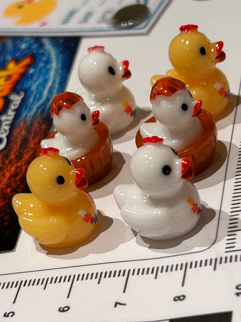 Set of 6, Hawaiian Leis and Coconuts Themed Mini Resin Ducks, Magnetic or Non-Magnetic, Optional Personalized Duck Hiding Tags