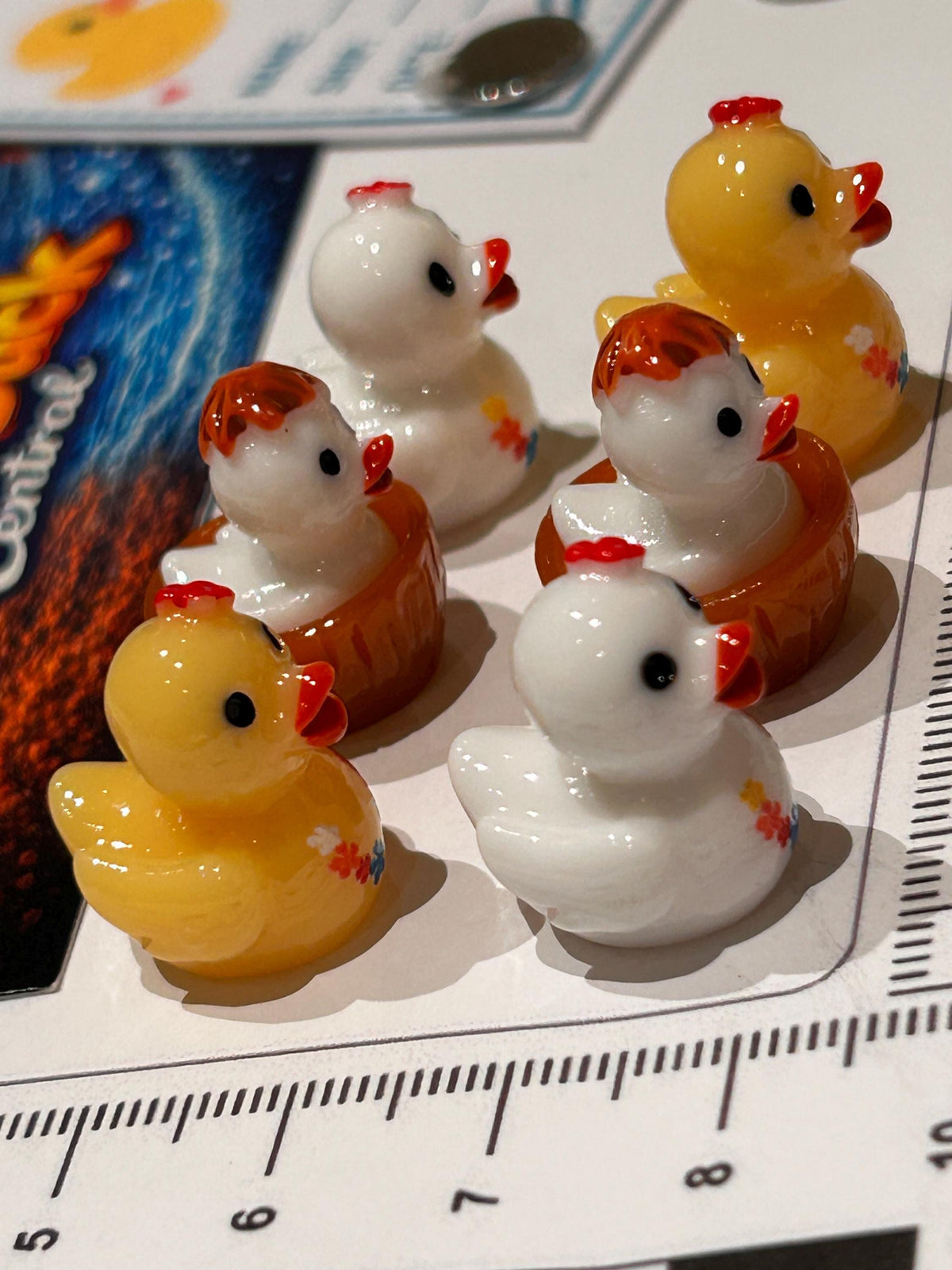 Set of 6, Hawaiian Leis and Coconuts Themed Mini Resin Ducks, Magnetic or Non-Magnetic, Optional Personalized Duck Hiding Tags
