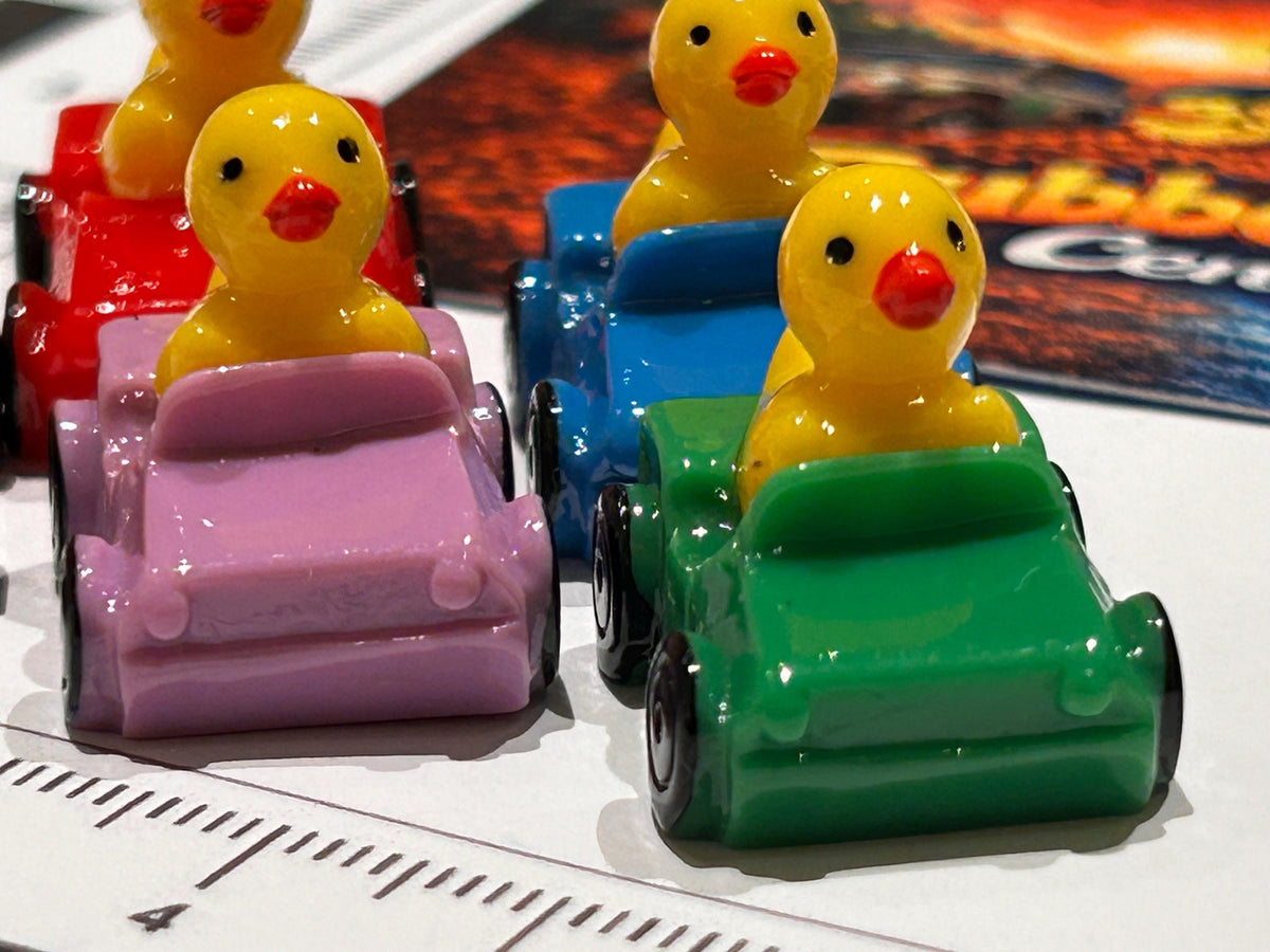 Set of 5, Ducks in Cars/Jeeps Themed Mini Resin Ducks, Magnetic or Non-Magnetic, Optional Personalized Duck Hiding Tags