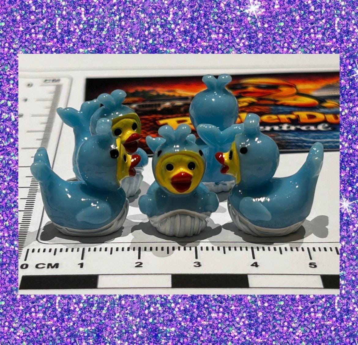Set of 5, Whale Themed Mini Resin Ducks, Magnetic or Non-Magnetic, Optional Personalized Duck Hiding Tags