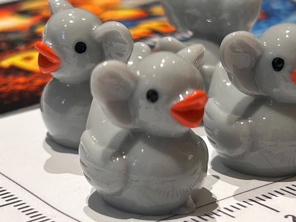 Set of 5, Elephant Themed Mini Resin Ducks, Magnetic or Non-Magnetic, Optional Personalized Duck Hiding Tags