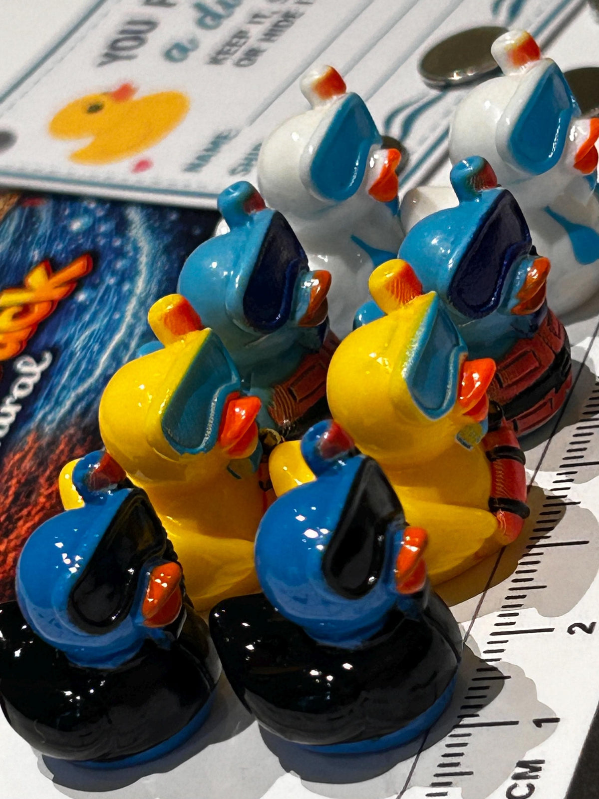 Set of 8, Snorkeling Themed Mini Resin Ducks, Magnetic or Non-Magnetic, Optional Personalized Duck Hiding Tags