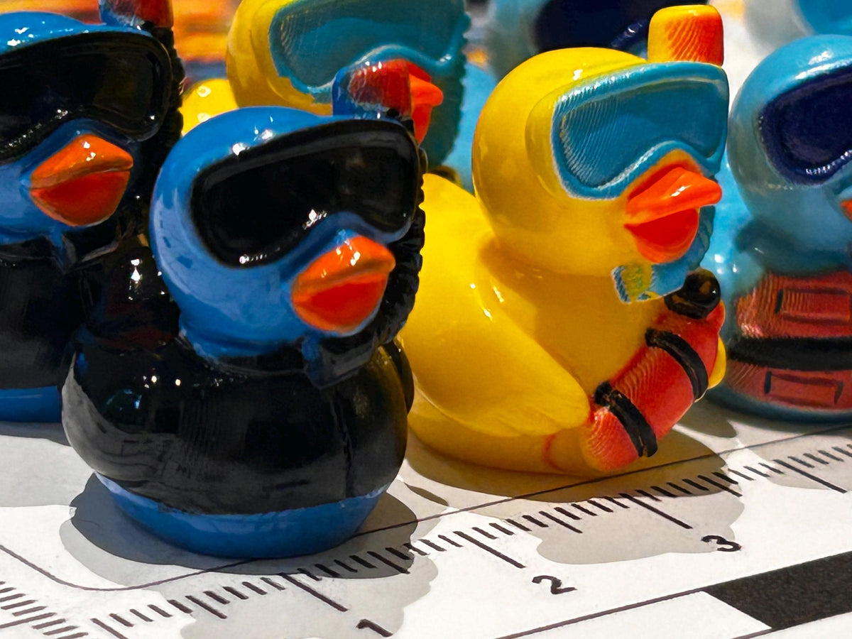 Set of 8, Snorkeling Themed Mini Resin Ducks, Magnetic or Non-Magnetic, Optional Personalized Duck Hiding Tags