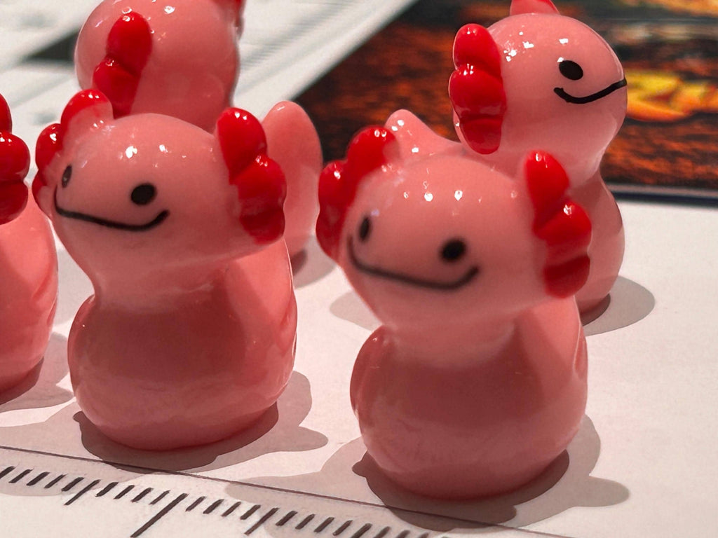 Set of 5, Pink Solid Axolotl Themed Mini Resin Ducks, Magnetic or Non-Magnetic, Optional Personalized Duck Hiding Tags