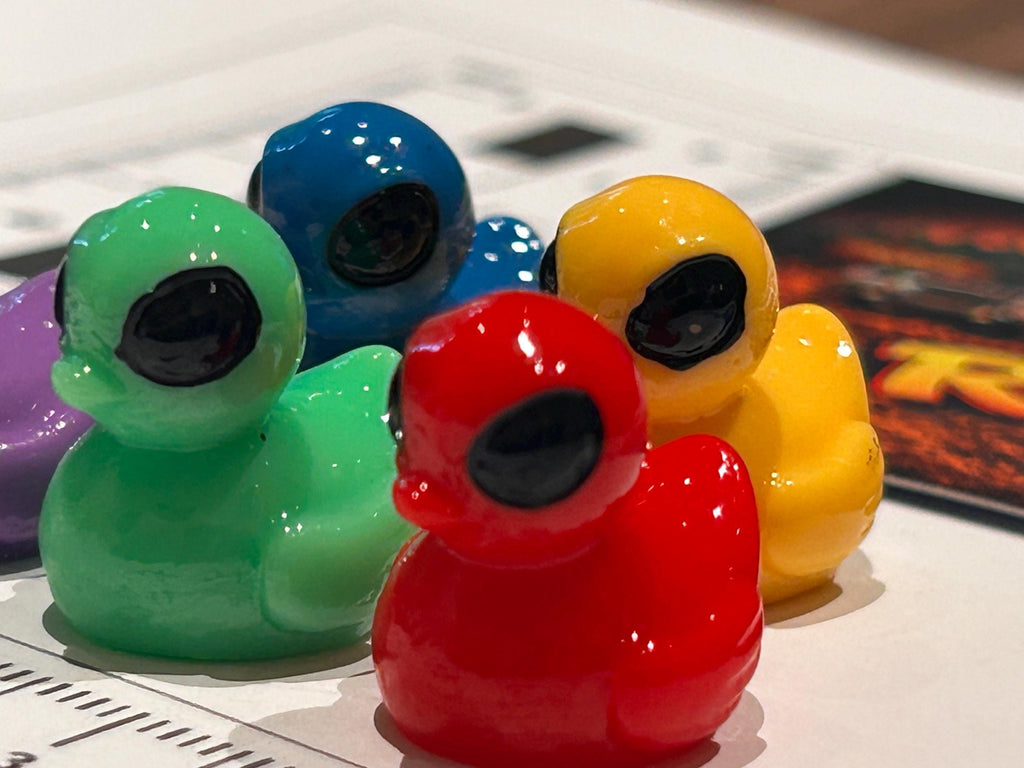 Set of 5, Colorful Solid Alien Themed Mini Resin Ducks, Magnetic or Non-Magnetic, Optional Personalized Duck Hiding Tags