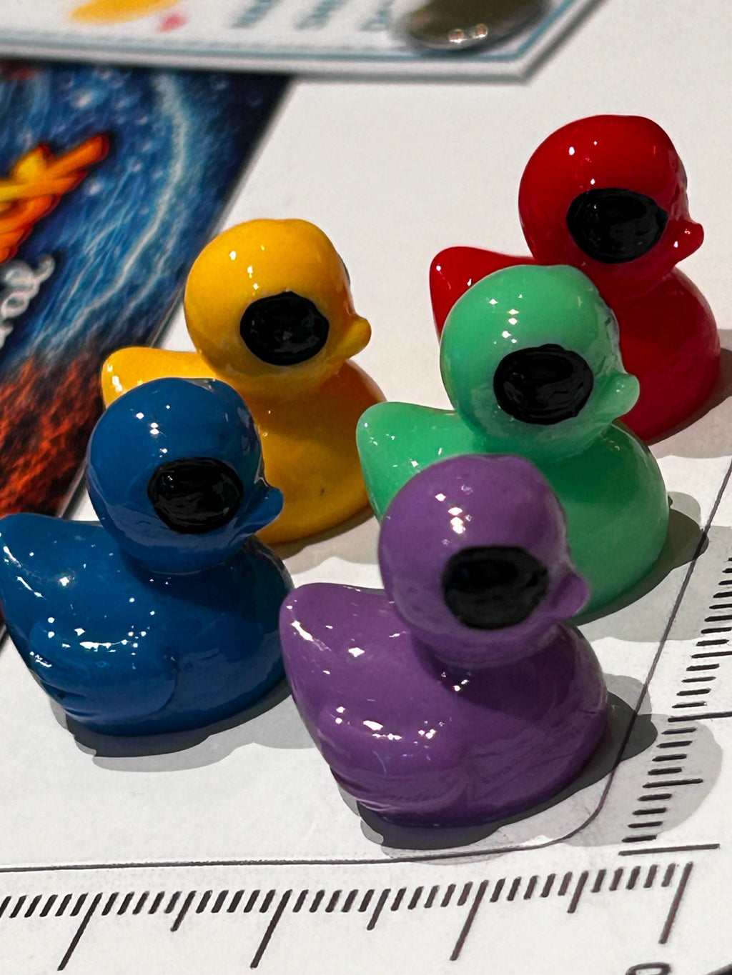 Set of 5, Colorful Solid Alien Themed Mini Resin Ducks, Magnetic or Non-Magnetic, Optional Personalized Duck Hiding Tags