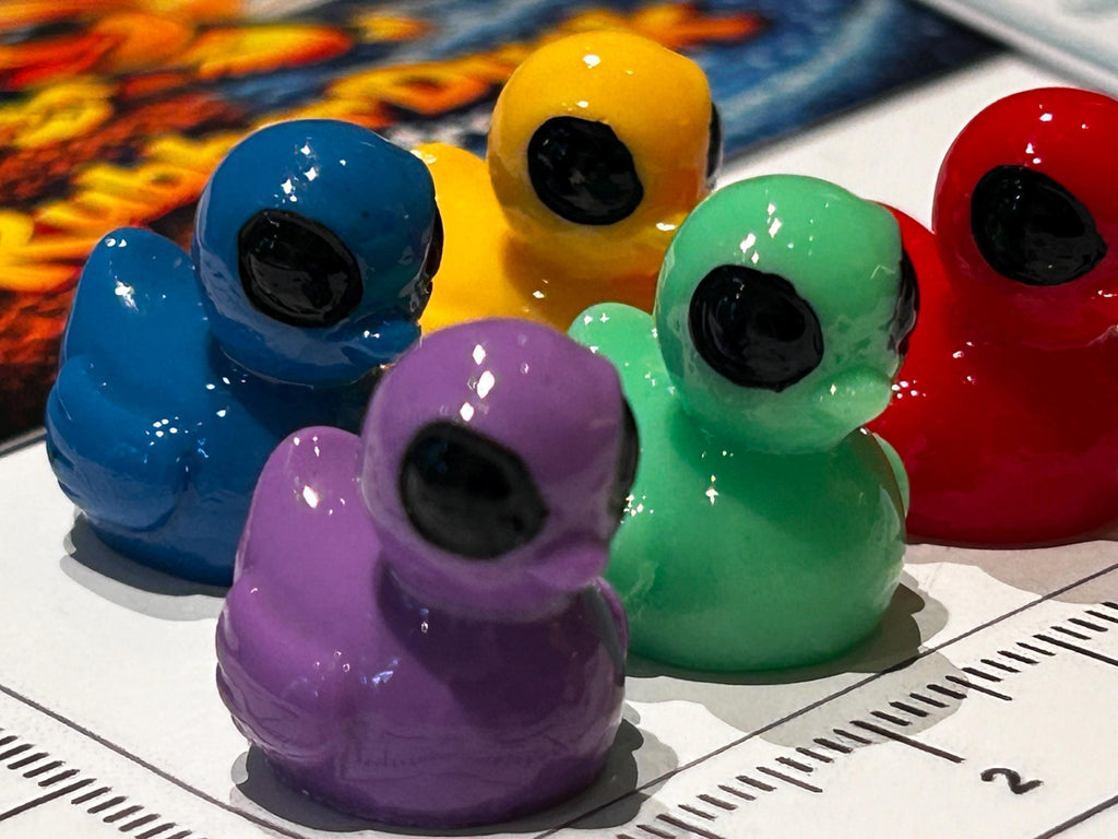 Set of 5, Colorful Solid Alien Themed Mini Resin Ducks, Magnetic or Non-Magnetic, Optional Personalized Duck Hiding Tags