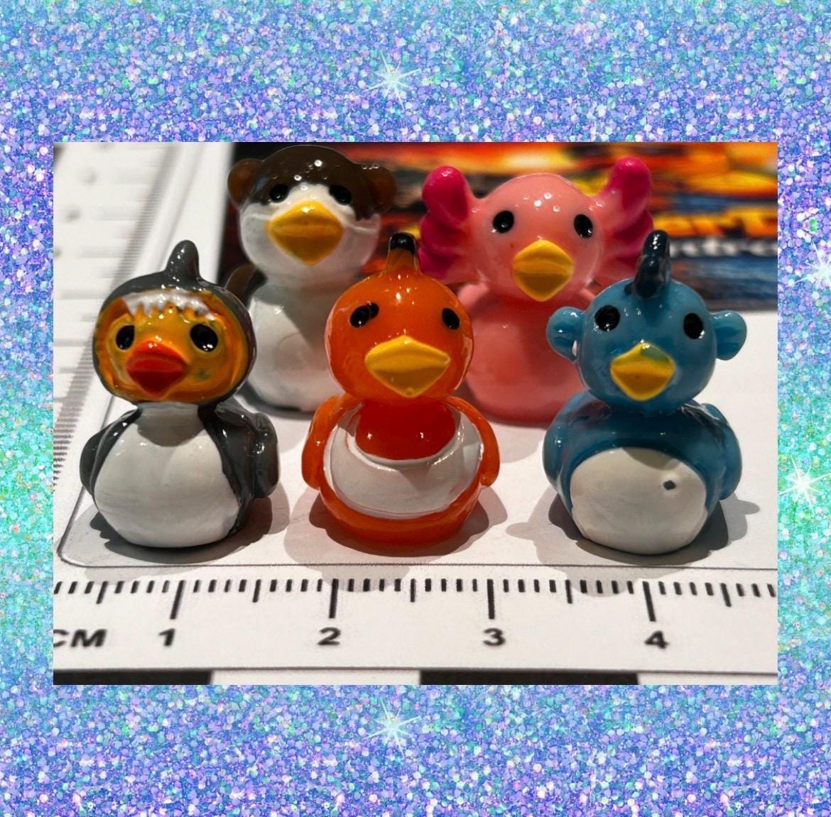Set of 5, Solid Ocean Sea Life Themed Mini Resin Ducks, Magnetic or Non-Magnetic, Optional Personalized Duck Hiding Tags
