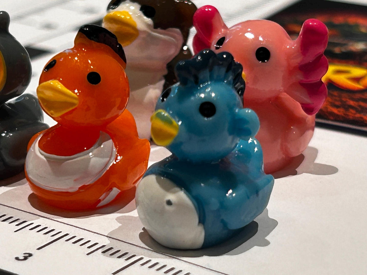 Set of 5, Solid Ocean Sea Life Themed Mini Resin Ducks, Magnetic or Non-Magnetic, Optional Personalized Duck Hiding Tags