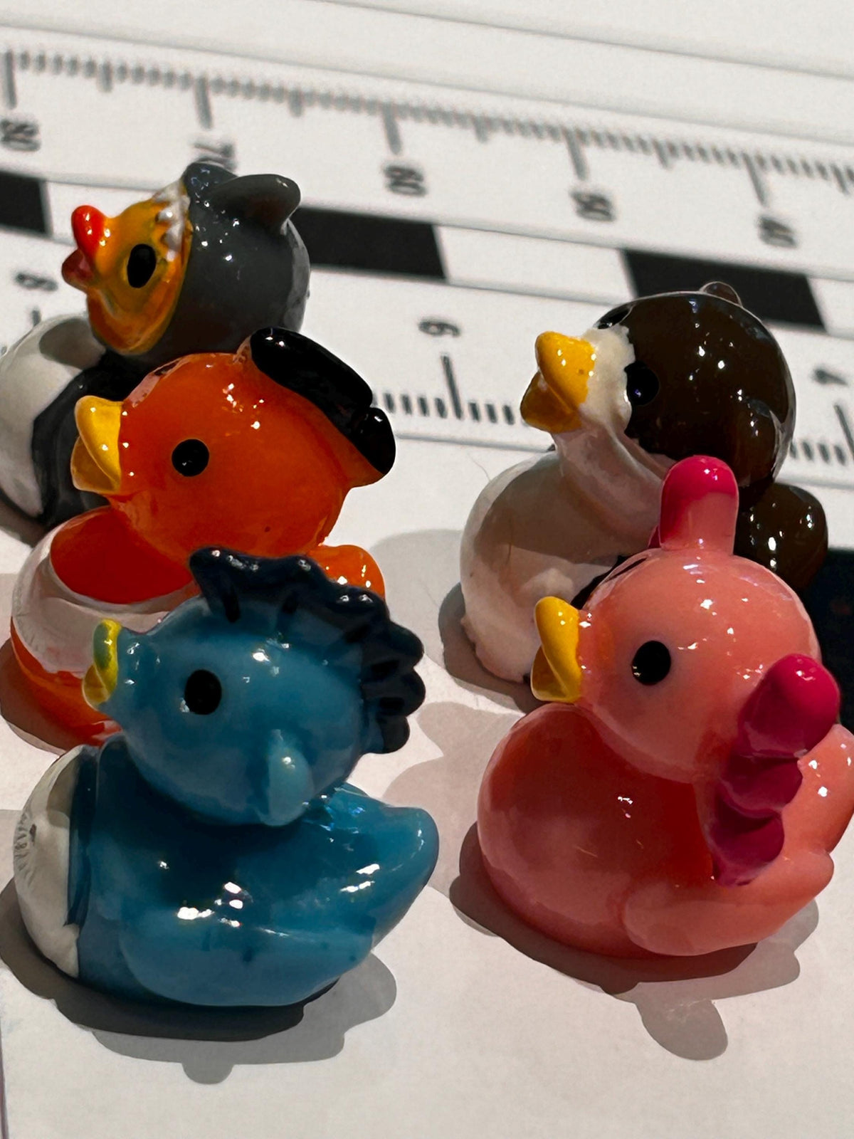 Set of 5, Solid Ocean Sea Life Themed Mini Resin Ducks, Magnetic or Non-Magnetic, Optional Personalized Duck Hiding Tags