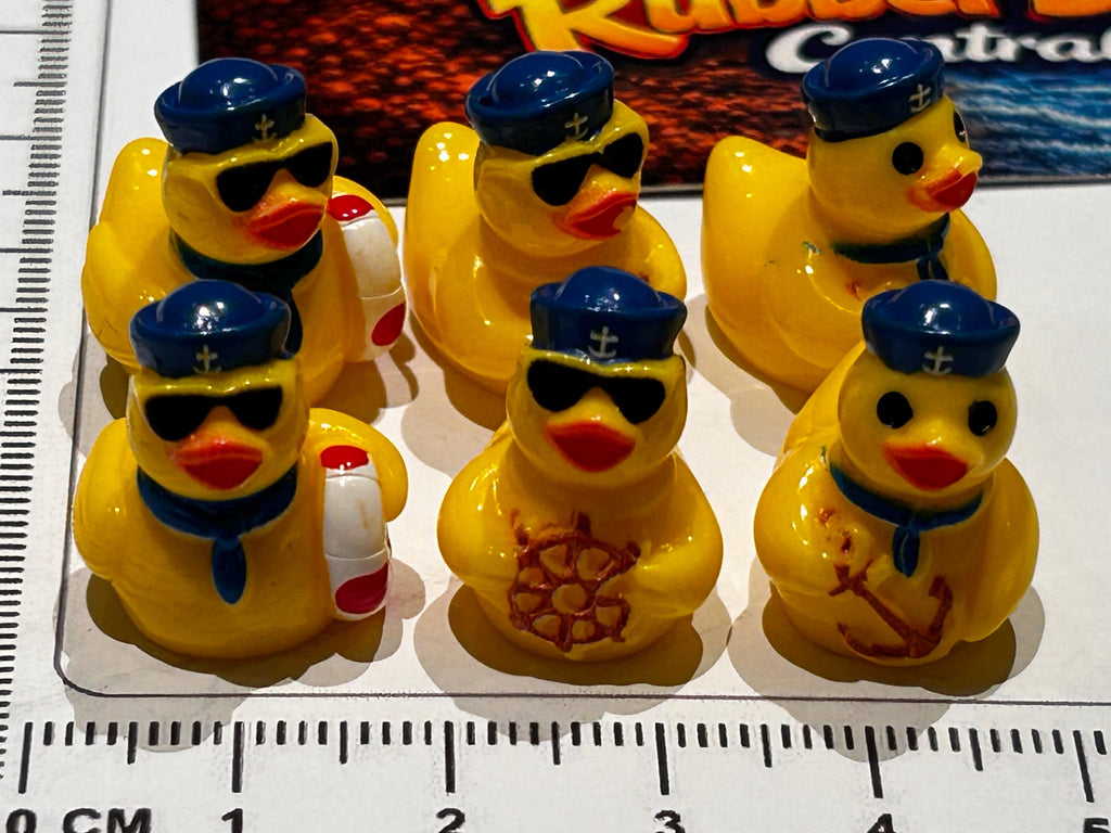 Set of 6, Yellow Nautical Sailor Themed Mini Resin Ducks, Magnetic or Non-Magnetic, Optional Personalized Duck Hiding Tags